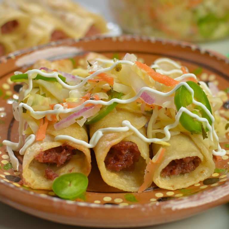 Corned Beef Flautas & Cabbage Curtido