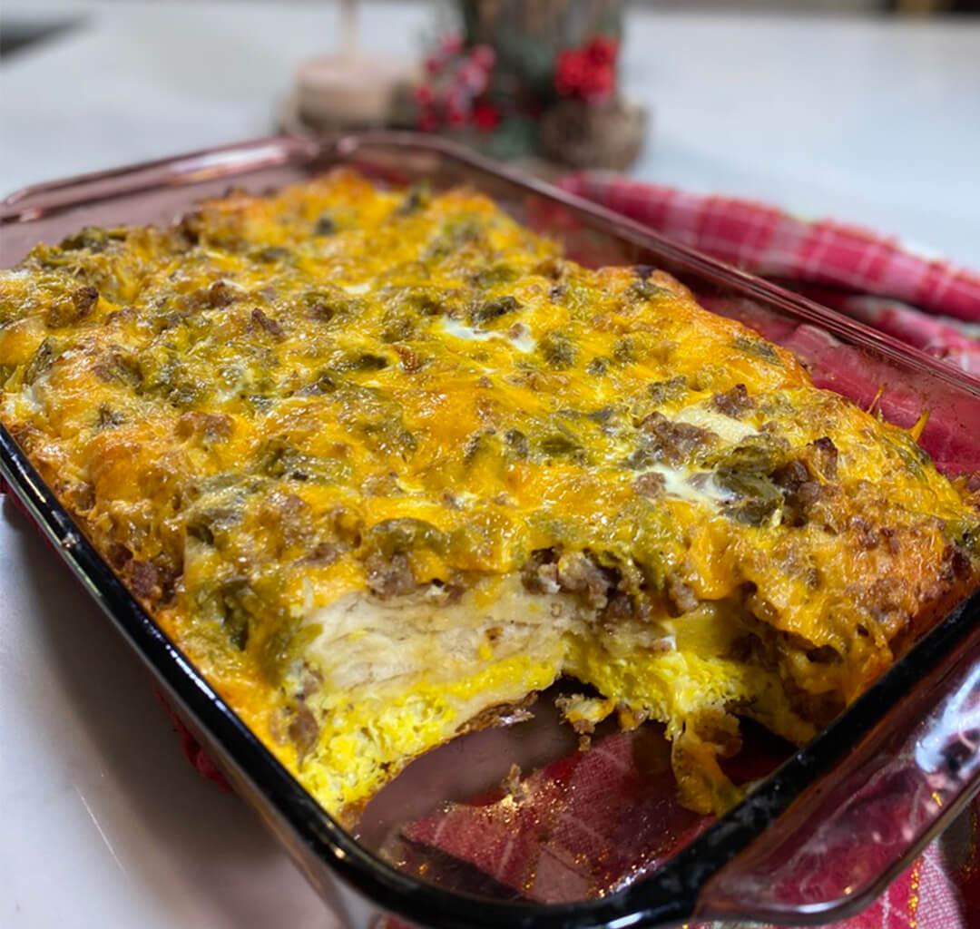Sausage, Green Chile And Cheese Breakfast Casserole Recipe