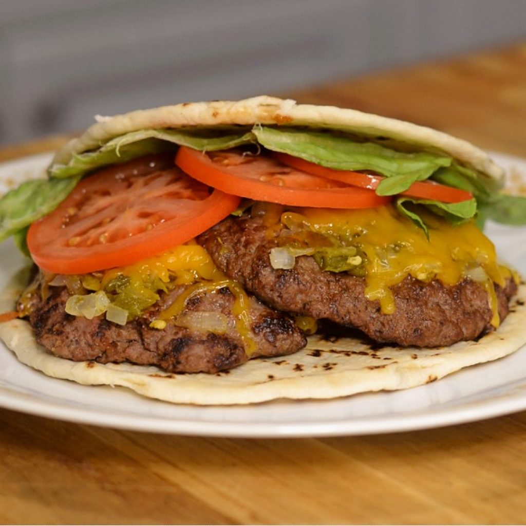 The Ultimate Green Chile Cheese Tortilla Burger - Los Foodies Magazine