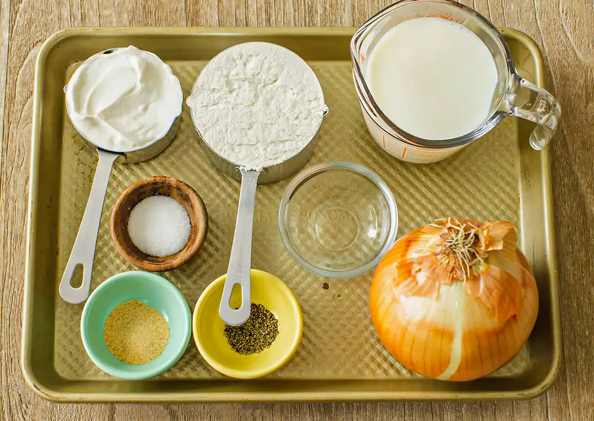 Ingredients of Crispy Onion Rings with Dipping Sauce Recipe